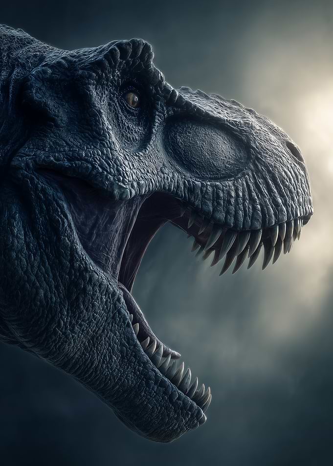 Close-up of a Tyrannosaurus Rex roaring