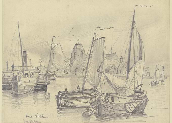 Boats in a Harbor with Buildings
