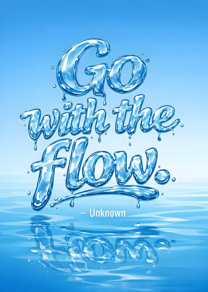 Go with the flow water text