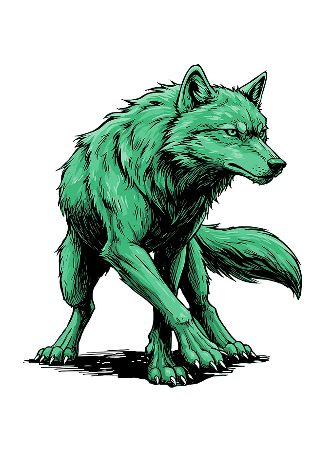 Majestic wolf in an attack pose Illustration