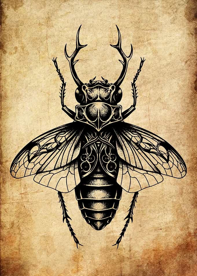 Ornate Beetle Illustration