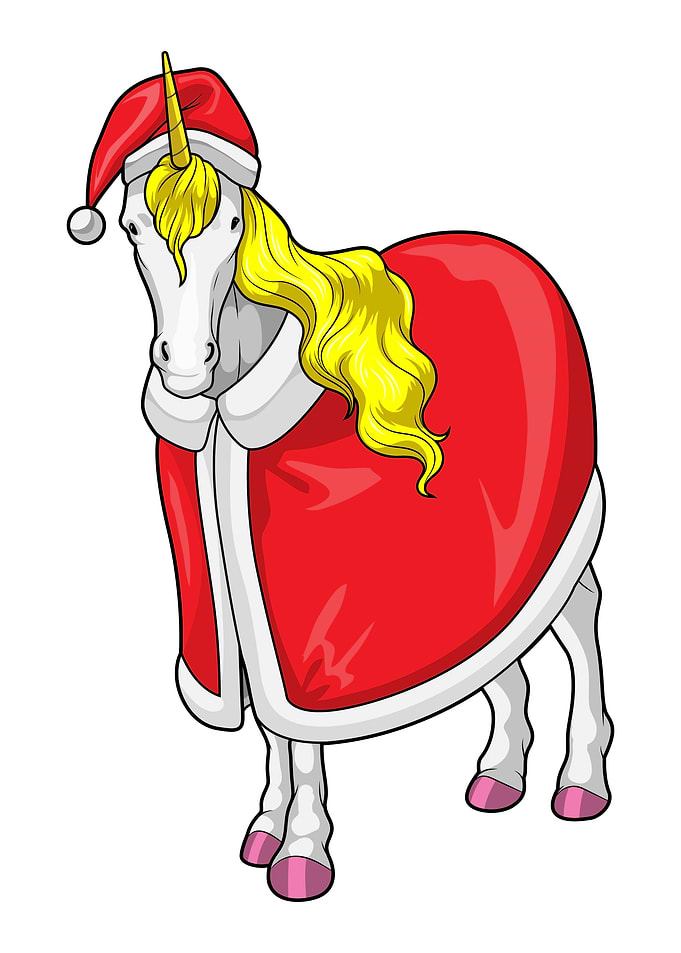 Unicorn Christmas Santa hat