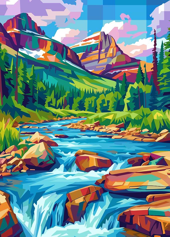 Vibrant Mountain River Landscape