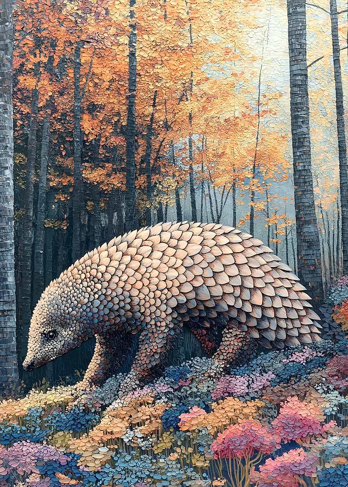 Pangolin in Autumn Forest