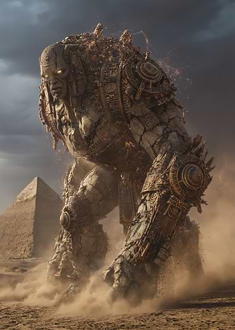 Giant Stone Golem in Egyptian Desert