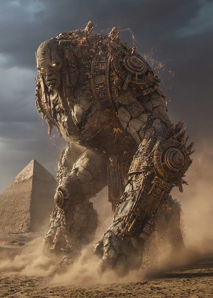 Giant Stone Golem in Egyptian Desert