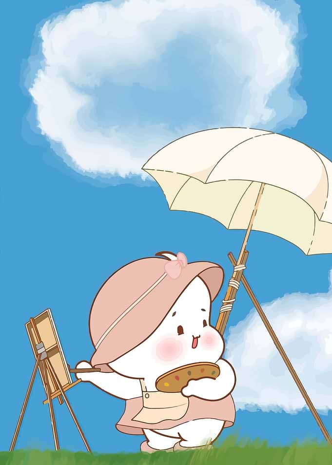 Cute Bunny Painting Outdoors