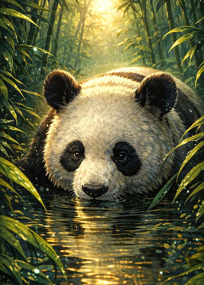 Panda in a Bamboo Forest