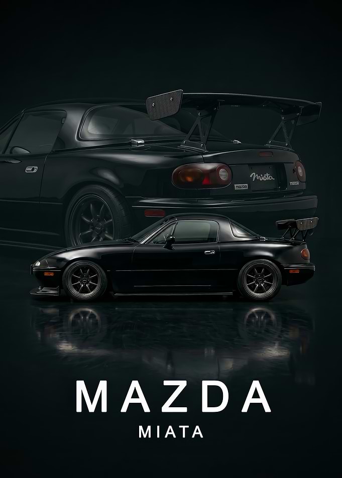 Black Mazda Miata art poster