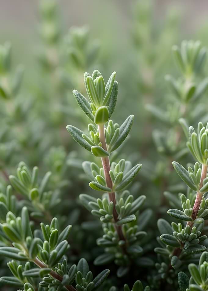 Close-up of Thyme Plant Stems