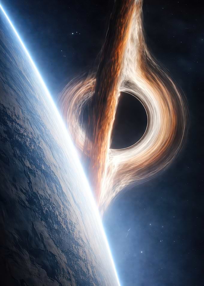 Interstellar Black Hole Devouring Planet