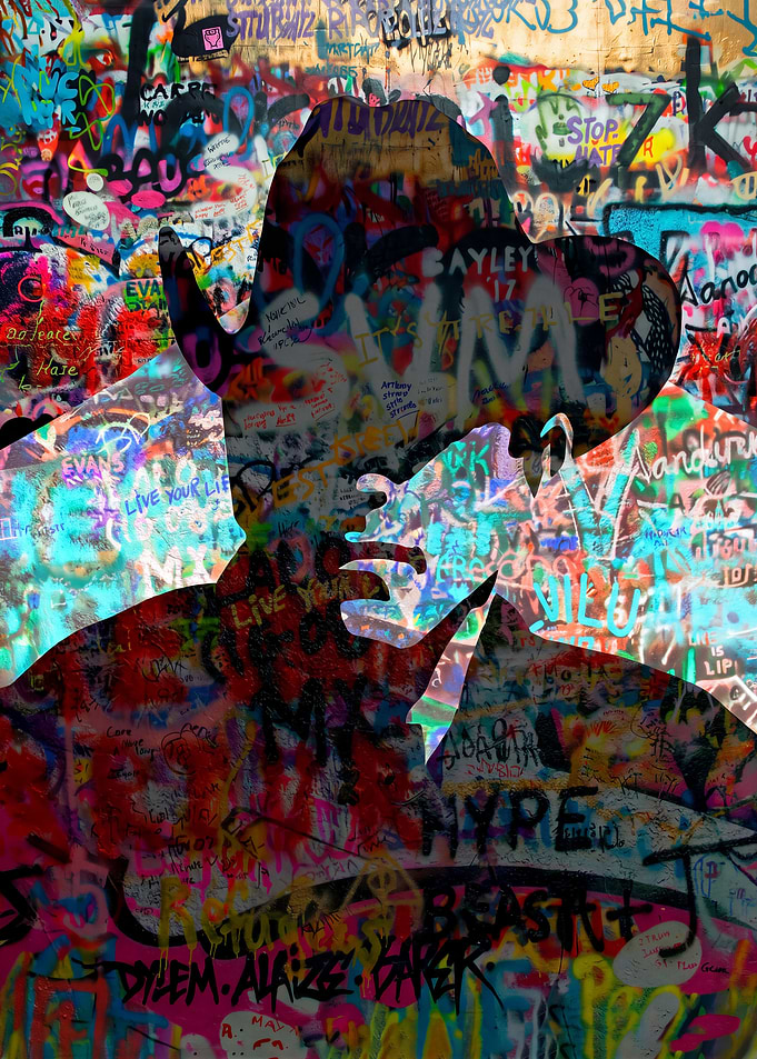 Urban Graffiti Cowboy Silhouette