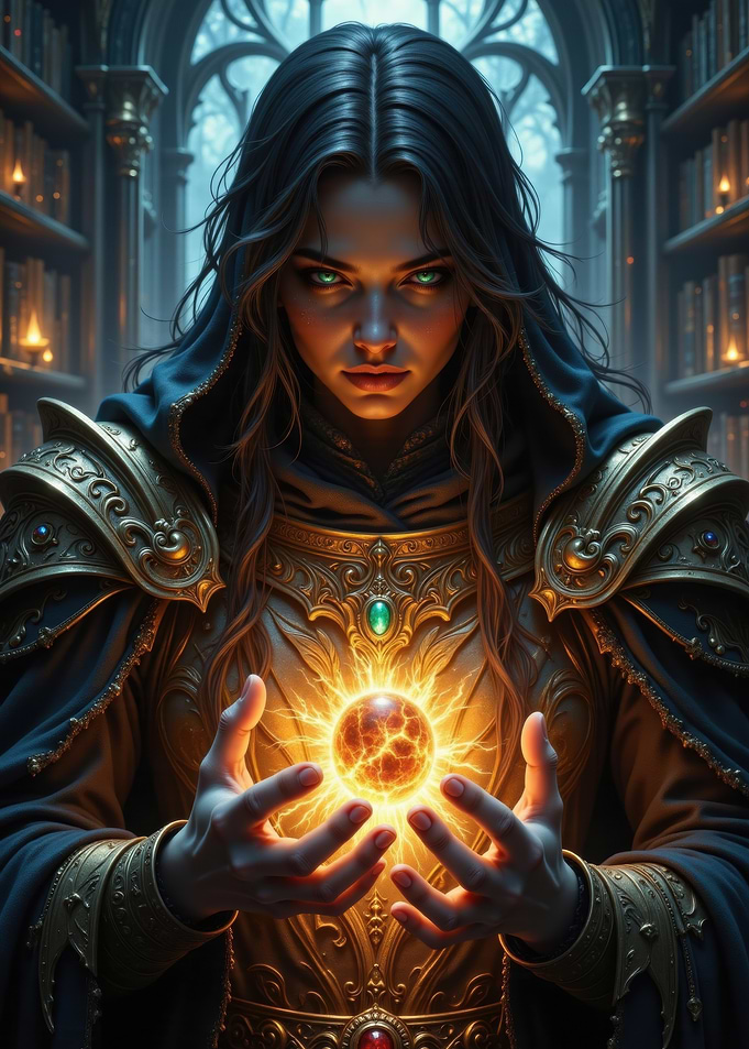 Sorceress Holding a Magical Orb