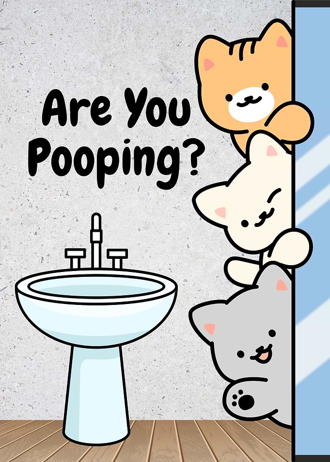 Cute Cats Peeking in Bathroom