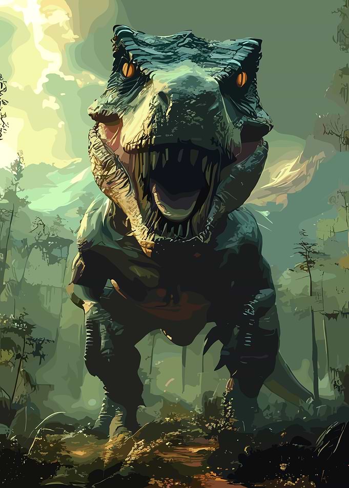 Fierce Tyrannosaurus Rex in a Lush Forest