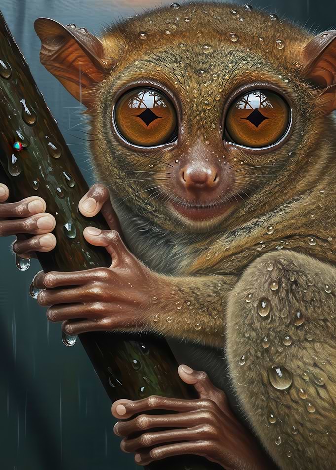 Tarsier in the Rain