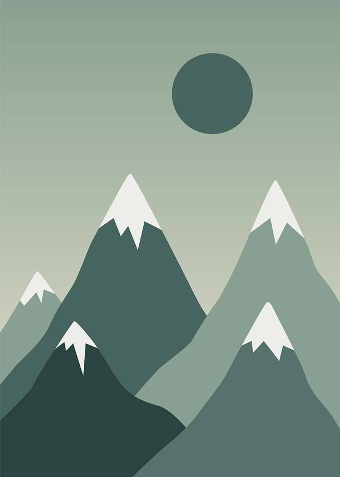 Minimalist Mountain Landscape with Sun