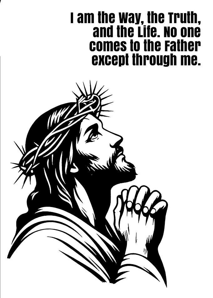 Jesus praying with crown of thorns