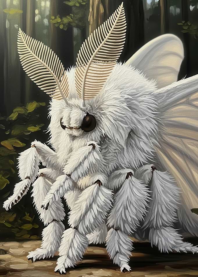 White Moth in Forest