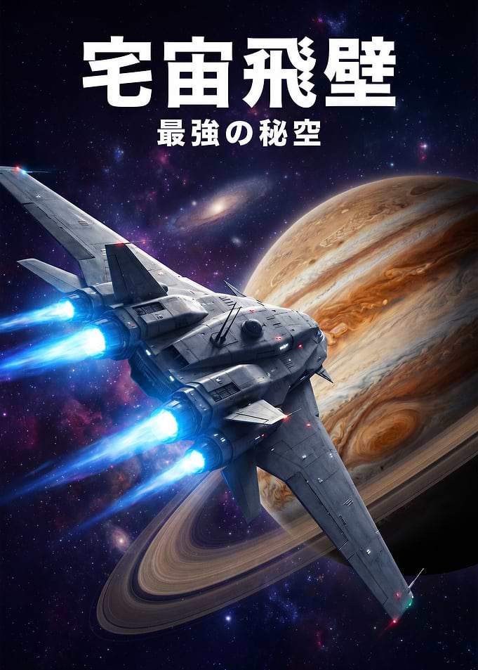 Spaceship flying past Jupiter
