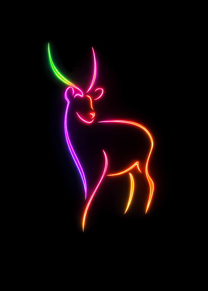 Neon Deer Silhouette