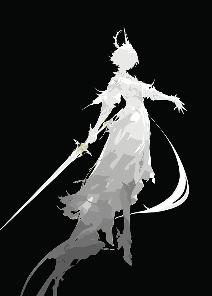 White Silhouette Warrior with Sword