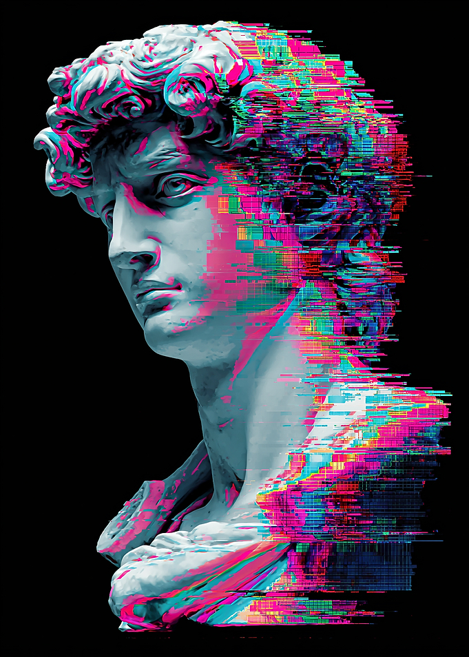 Glitch Art David Sculpture