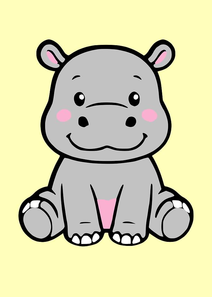 Cute Cartoon Hippopotamus