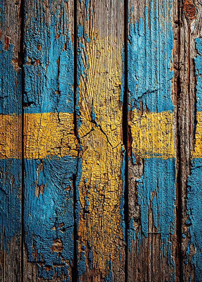 Rustic Sweden Flag Wood Texture