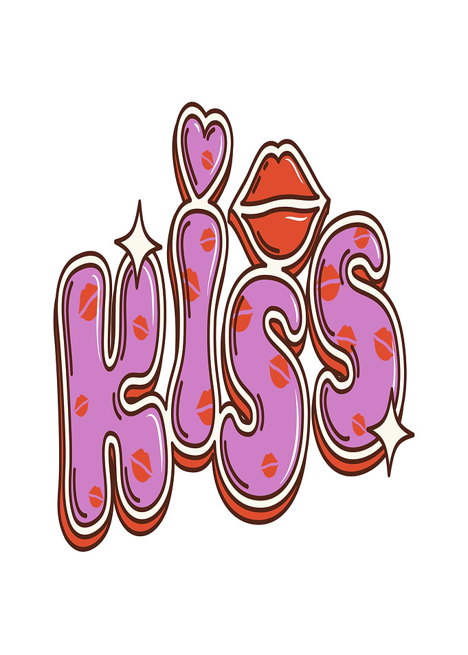 Retro Kiss Lips Text Art