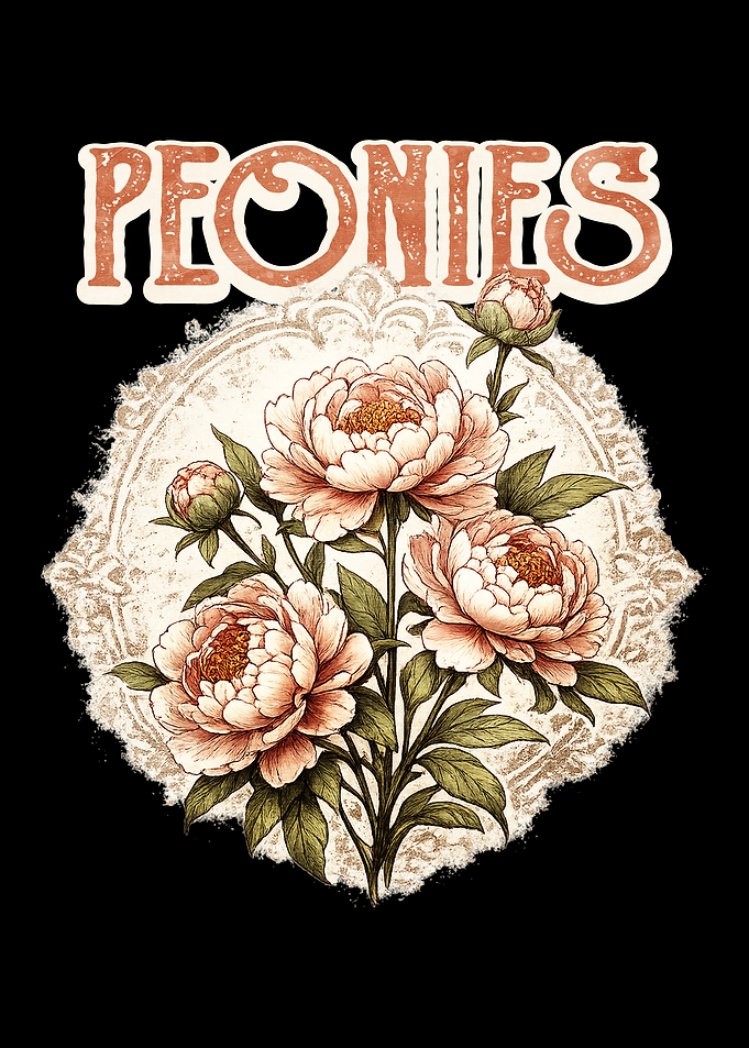 Peonies Floral Illustration