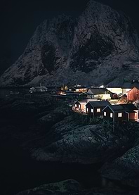 Cozy Norway Village at Night