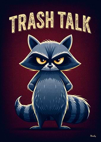 Trash Talk – Funny Raccoon Cartoon Poster