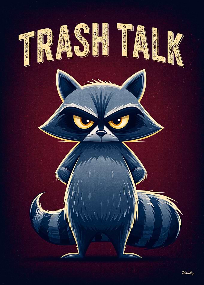 Trash Talk – Funny Raccoon Cartoon Poster