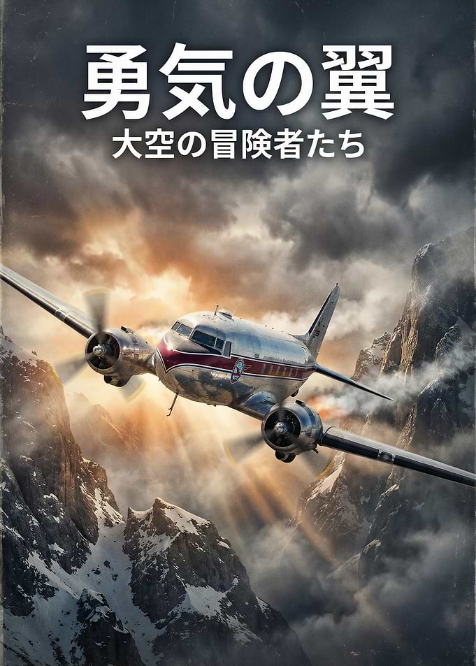 Vintage Airplane Flying Over Mountains