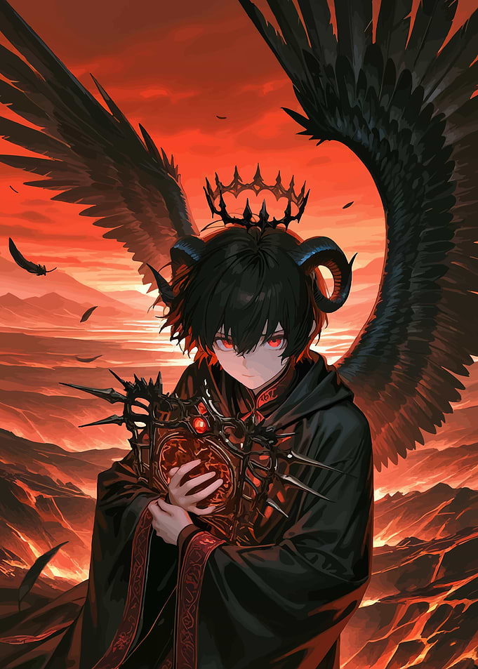 Dark Angel Holding a Mystical Book