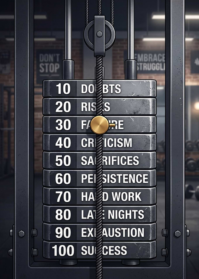 Gym Weight Stack with Motivational Words