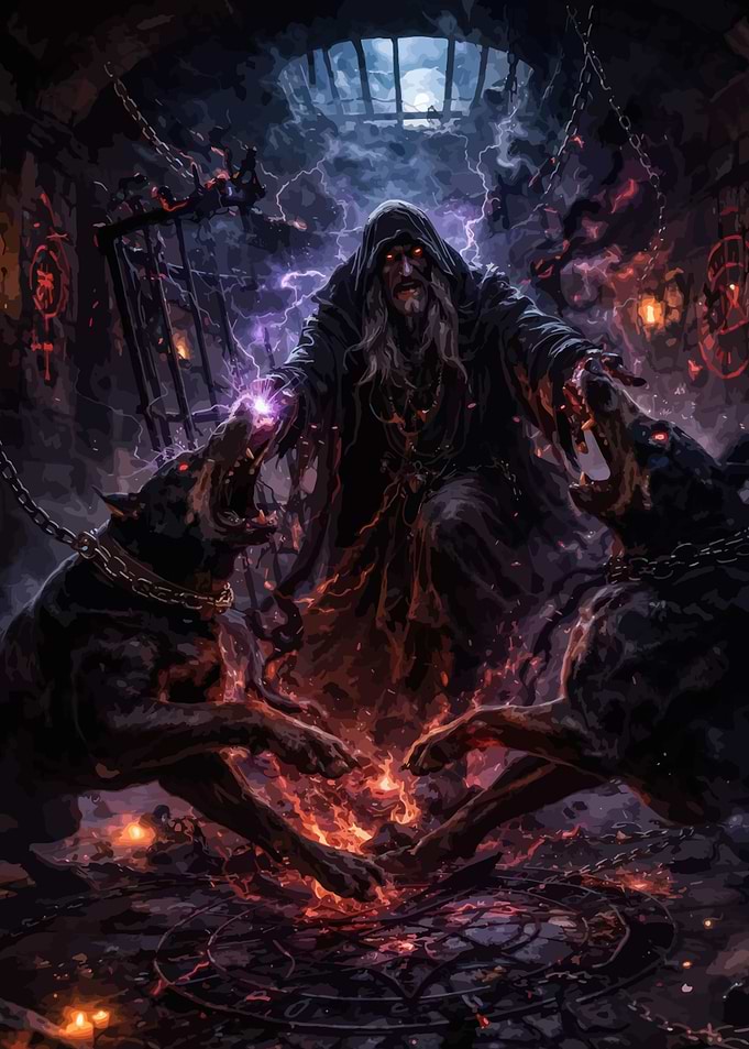 Dark Wizard with Hellhounds