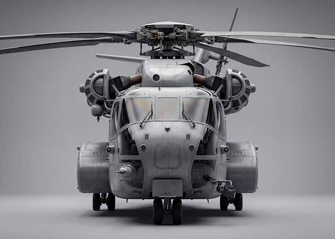 Heavy Military Helicopter Front View
