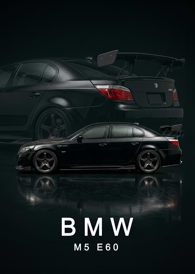 black BMW M5 E60 art Poster