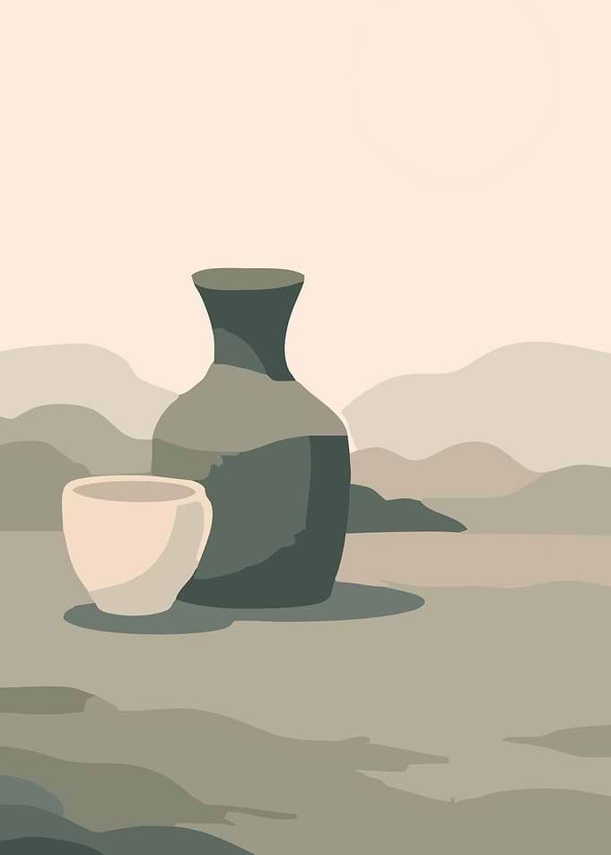 Minimalist Still Life with Vase and Cup
