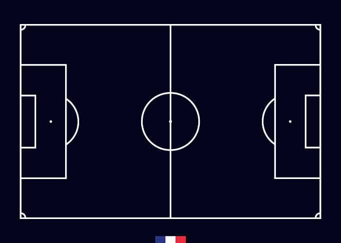 Minimalist Soccer Field with French Flag