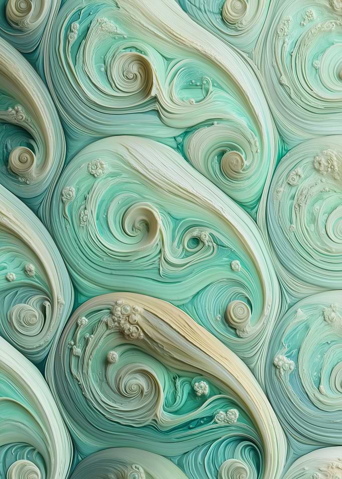 Abstract Swirling Teal and Cream Pattern