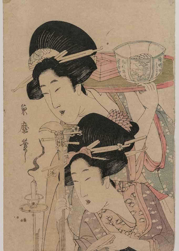 Two Women with Tray and Candle