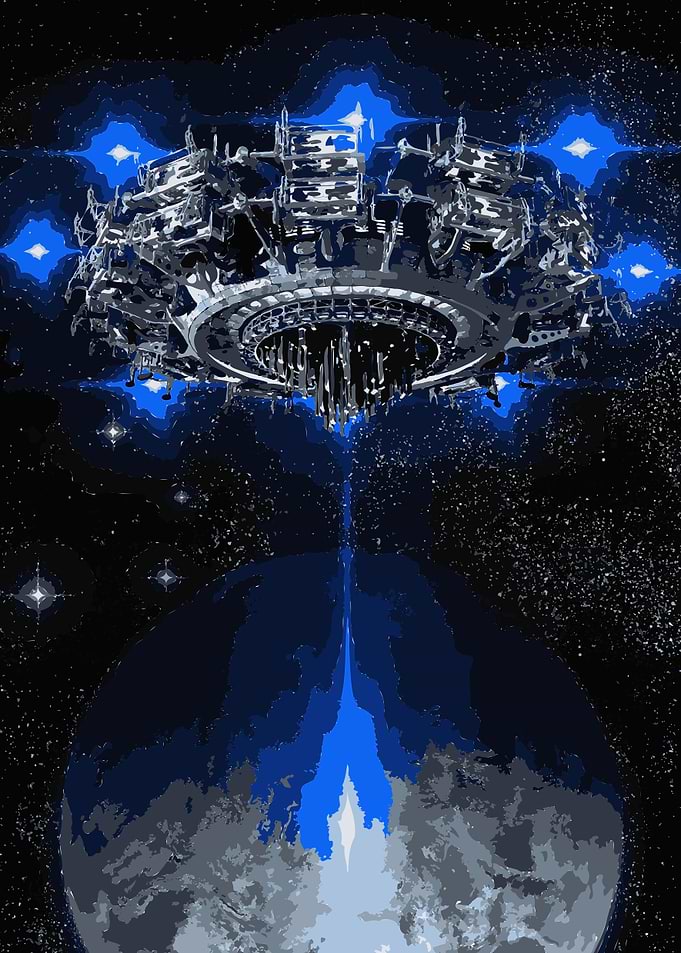 Alien Spaceship Over Planet
