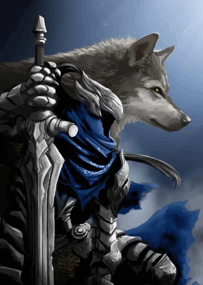 Knight and Wolf in Armor