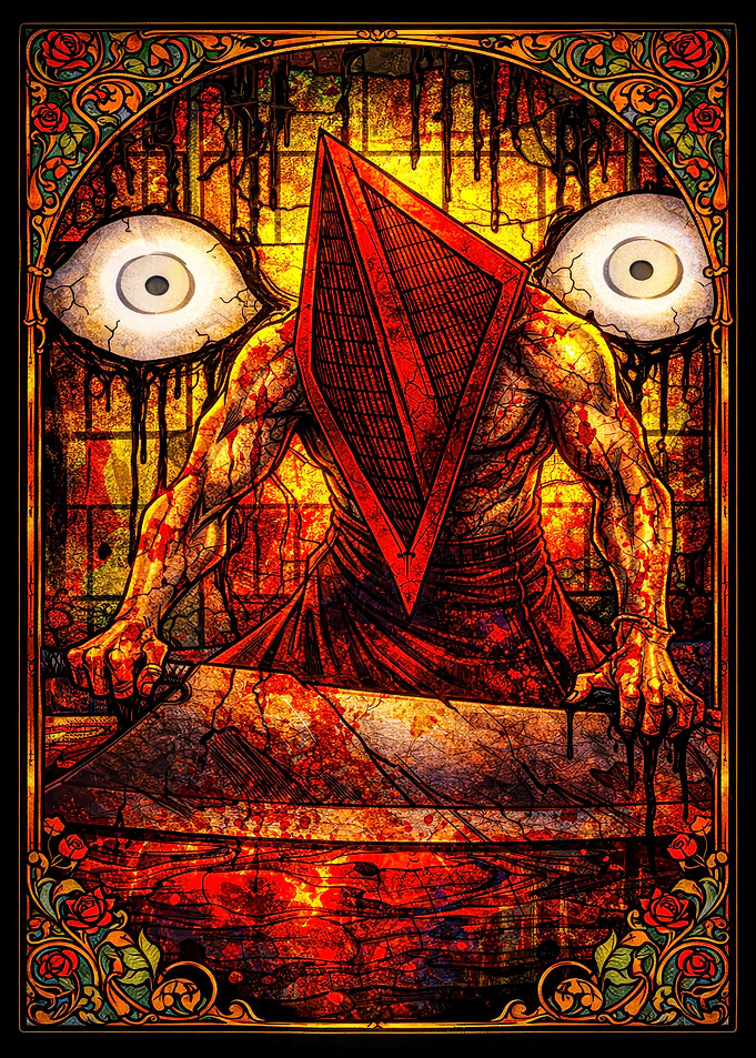 Pyramid Head Stained Glass Art