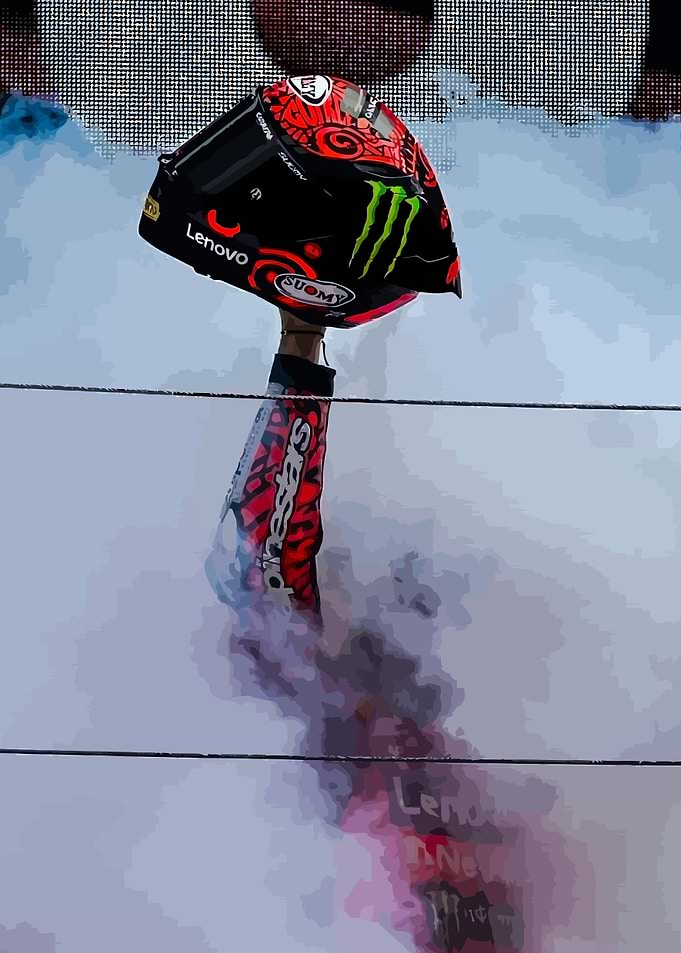 Motorcyclist Helmet and Suit with Smoke