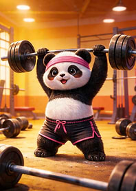 Cute Panda Lifting Weights
