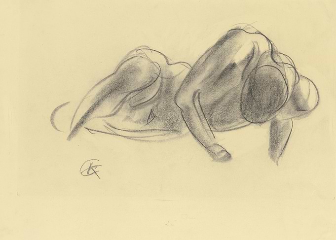 Pencil Sketch of a Reclining Nude